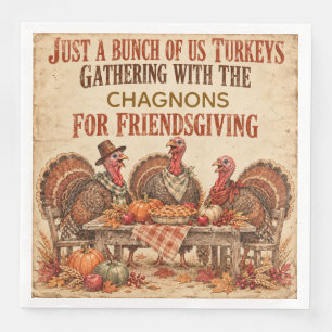 Persoonlijke Vintage Kalkoenen Friendsgiving Diner Servet