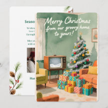 Persoonlijke Vintage Kerstkaart met platte afdruk