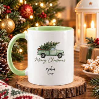 Persoonlijke vintage Kerstmis Truck Mok