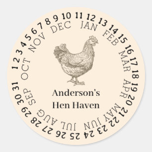 Persoonlijke vintage kippenboerderij ronde sticker