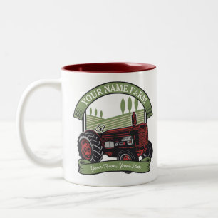 Persoonlijke vintage landbouwtrekker landelijke bo tweekleurige koffiemok