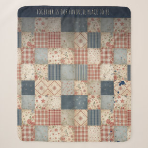 Persoonlijke Vintage Patchwork Samenkomst Sherpa Deken