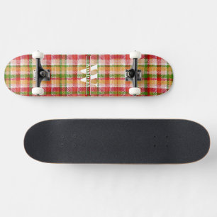 Persoonlijke vintage tartan geruite print skateboard