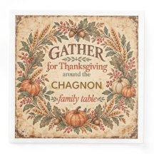 Persoonlijke vintage Thanksgiving papieren servett