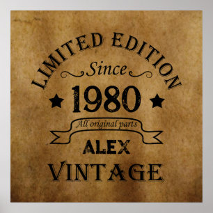 Persoonlijke vintage verjaardagscadeaus poster