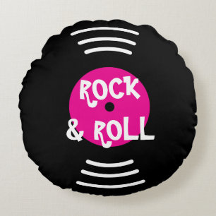 Persoonlijke vinyl rock-'n-roll-muziekplaat rond kussen