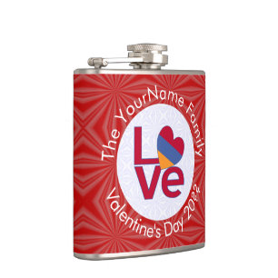Persoonlijke vlag met Armeense rode letters LOVE Heupfles