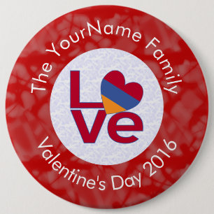 Persoonlijke vlag met Armeense rode letters LOVE Ronde Button 6,0 Cm