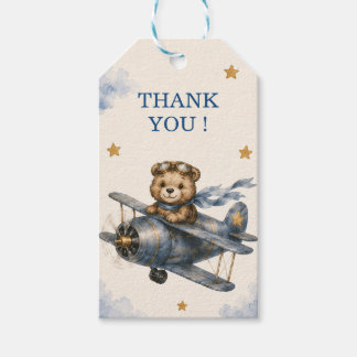 Persoonlijke vliegtuig eerste verjaardag favor tag cadeaulabel