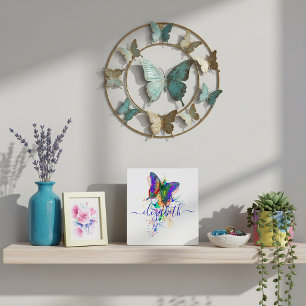 Persoonlijke vlinder spatdecoratie fotoplaat