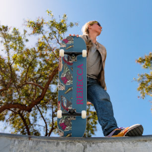 Persoonlijke vlinderillustratie skateboard