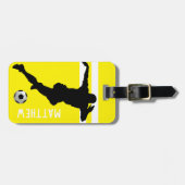 Persoonlijke Voetbal | Gele voetballer-reis Bagagelabel (Voorkant horizontaal)