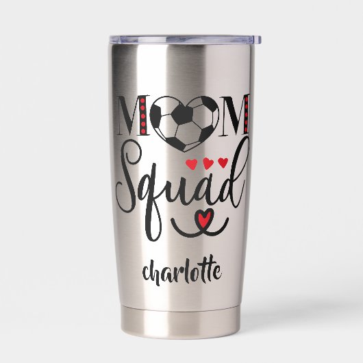 Persoonlijke Voetbal Moeder Team Harten  Geïsoleerde Drinkbeker (Links)