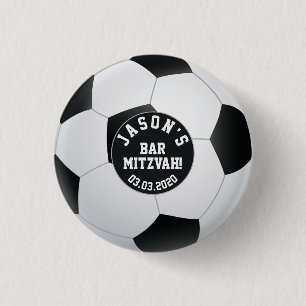 Persoonlijke voetbalbalk Mitzvah Favor Ronde Button 3,2 Cm