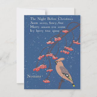 Persoonlijke Vogel Kerstavond Gedicht Illustratie Briefkaart