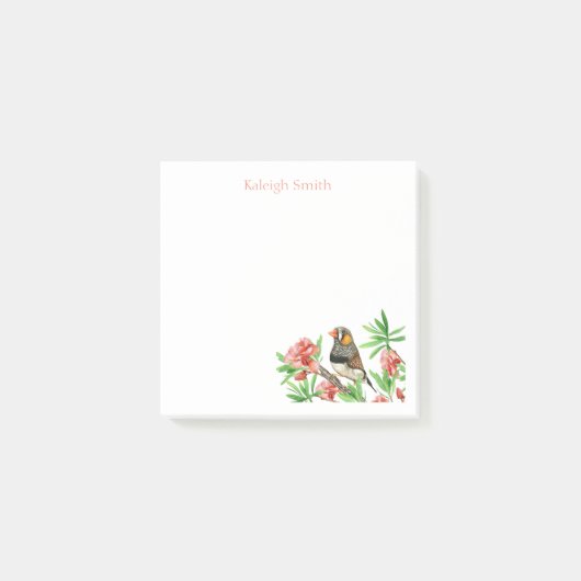 Persoonlijke vogel op roze bloemige Post-it-briefj Post-it® Notes (Voorkant)