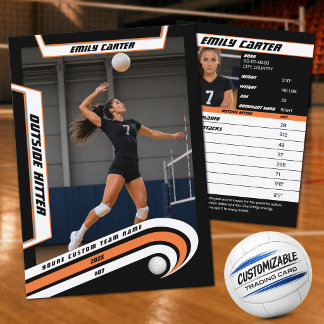 Persoonlijke Volleybal Ruilkaart Oranje Wit Contactkaartje