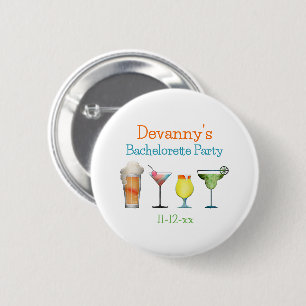 Persoonlijke vrijgezellenfeest naam datum ronde button 5,7 cm