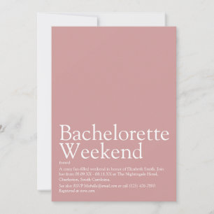 Persoonlijke vrijgezellenfeest weekend roze kaart