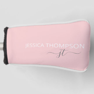Persoonlijke Vrouwelijke Roze Chic Monogram Naam Golfheadcover