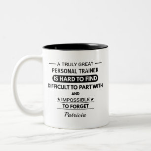 Persoonlijke waarderingscitaat voor personal train tweekleurige koffiemok