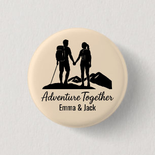 Persoonlijke Wandelaars Koppel Silhouet Minimalist Ronde Button 3,2 Cm