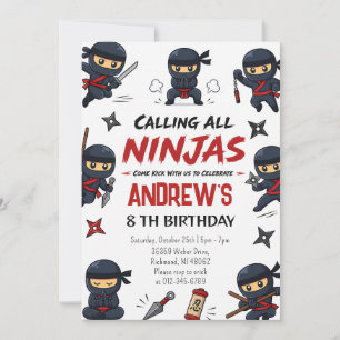 Persoonlijke Warrior Ninja-verjaardagsfeestje Kaart