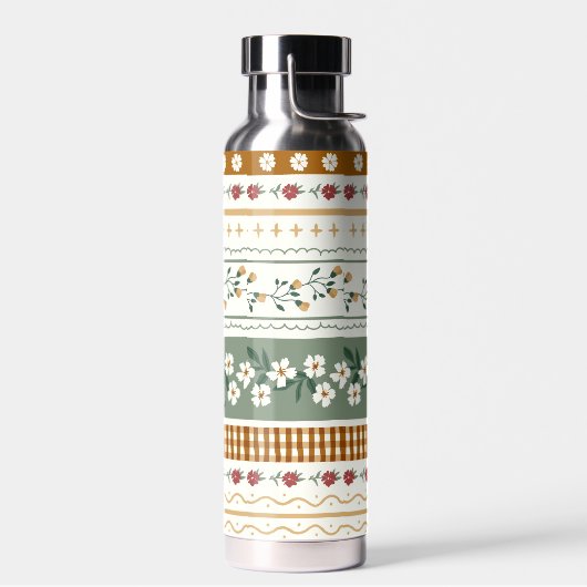 Persoonlijke waterfles met bloemenprint en naam (Links)