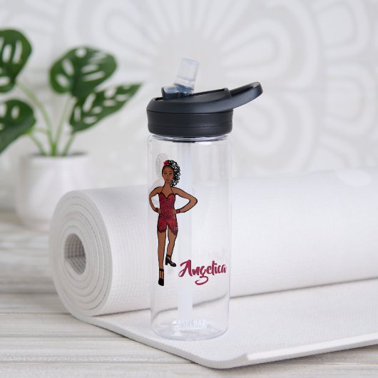 Persoonlijke waterfles Ruby Ruffle #1 (Yoga (Gedraaid) )