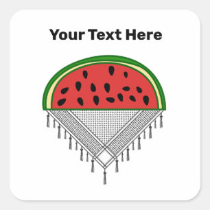 Persoonlijke Watermeloen & Palestina T-shirt Vierkante Sticker