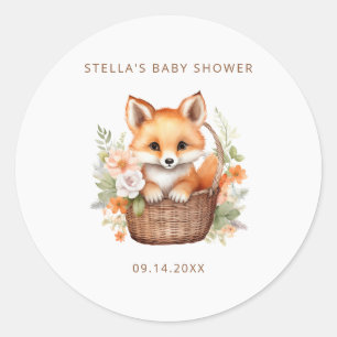 Persoonlijke Waterverf Baby Shower Bosvos Ronde Sticker