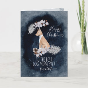 Persoonlijke Waterverf Basenji Mam Kerstmis Feestdagen Kaart