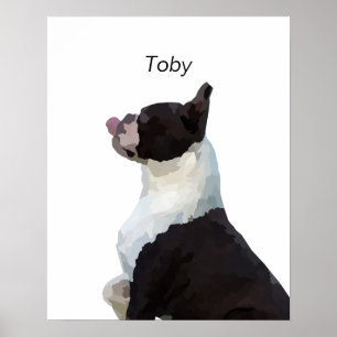 Persoonlijke waterverf Boston Terrier hond poster