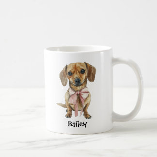 Persoonlijke Waterverf Dachshund Coquette Strik Ho Koffiemok