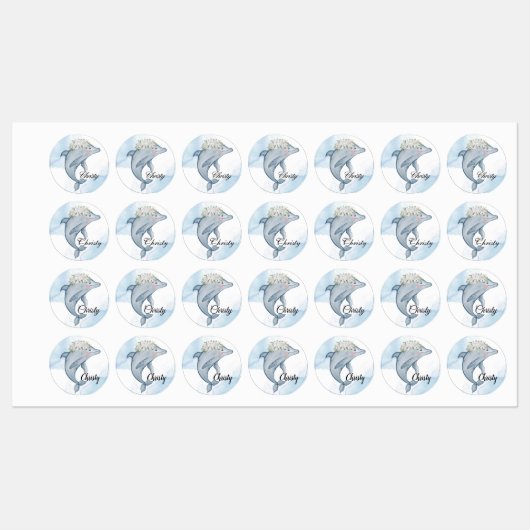 Persoonlijke Waterverf Dolphins Labels (Vel)
