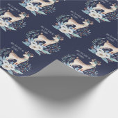 Persoonlijke waterverf herten en bloemen winter ac cadeaupapier (Hoek)