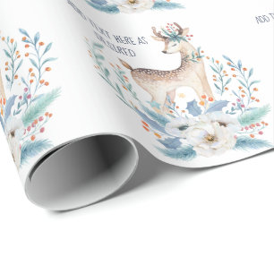 Persoonlijke waterverf herten en bloemen winter cadeaupapier
