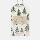 Persoonlijke waterverf kerstboom cadeaulabel (Achterkant)