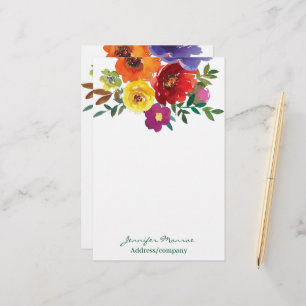 Persoonlijke waterverf lente bloemen briefpapier