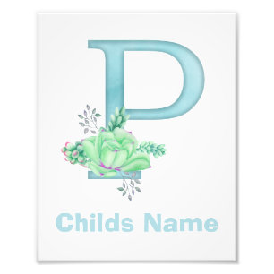Persoonlijke Waterverf Letter P Foto Print Afdruk