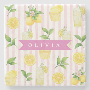 Persoonlijke Waterverf Limonade Cupcake Streep Stenen Onderzetter