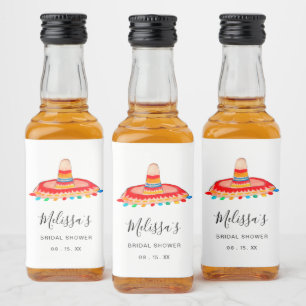 Persoonlijke Waterverf Mexicaanse Sombrero Likeurfles Etiket