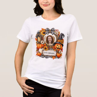 Persoonlijke Waterverf Pompoen Halloween Tri-Blend Shirt
