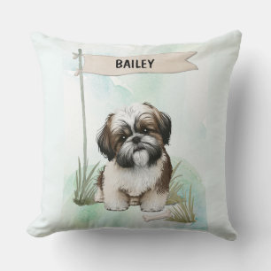 Persoonlijke waterverf Shih Tzu-hond Kussen