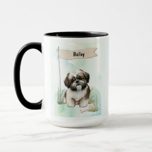 Persoonlijke waterverf Shih Tzu-hond Mok
