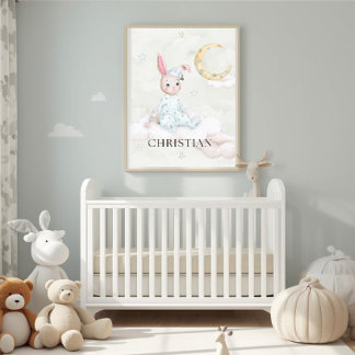 Persoonlijke Waterverf Slaap Konijn Slaapkamer Kun Poster