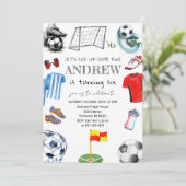 Persoonlijke Waterverf Voetbal Verjaardagsfeest Kaart (Staand voorkant)