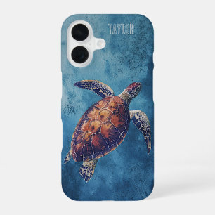 Persoonlijke Waterverf Zee Schildpad Oceaan iPhone 16 Hoesje
