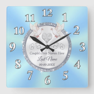 Persoonlijke weddenschappen Gift Ideas Blue Weddin Vierkante Klok