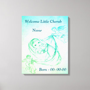 Persoonlijke welkome kleine Cherub Canvas Afdruk